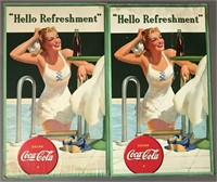 (2) 1942 Coca Cola Cardboard Advertising Signs