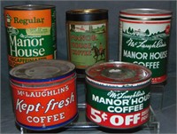 McLaughlin's Coffee Lot of Five Tins.