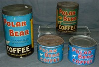 Polar Bear Coffee Tins. Lot of Four.