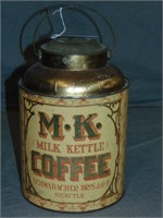 Scarce. M.K. Coffee Five Pound Tin Pail.