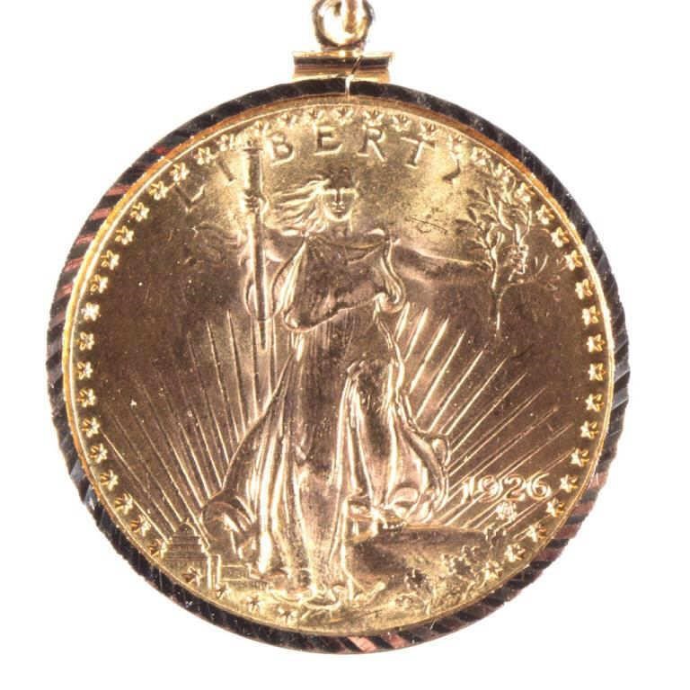 1924 Saint Gaudens $20 gold piece, from the Woods collection of gold coins

