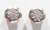 Sterling silver 9-diamond post earrings