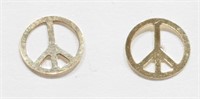 10K yellow gold peace sign post earrings