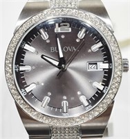 Bulova men's stainless calendar watch, new
