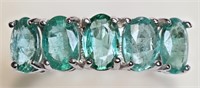 10K white gold natural emerald five-stone ring,
