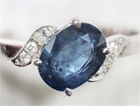 10K white gold 1.80 ct. modified oval cut blue