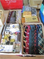 4 Flats Of Ties (some Clip On), Handkerchiefs, &