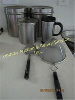 6 Pcs: 3 Metal Cannisters, Coffee Mug, 2 Strainers