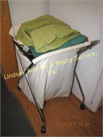 Rolling laundry hamper WITH CONTENTS