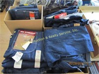 4 Boxes Of Jeans & Coveralls (most Size 34 X 30)