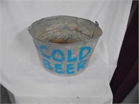 Old galvanized beer bucket small hole in bottom