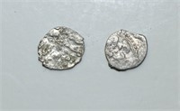 2 Small Silver Coins Ancient