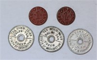 3 Washington Sales Tax Tokens 2 Red WWII OPA