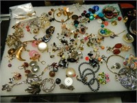Costume Jewelry, Earrings, Possible Gold On Tray