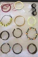 Assorted bangle bracelets, faceted bracelets