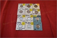 (12) Buffalo Nickels in 2 x 2