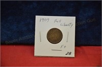 1909 Indian Head Cent  F+ "Full Liberty"