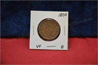 1854 Large Cent  VF+