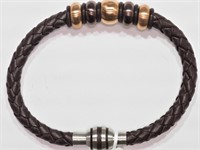 37-NT11 Steel & Leather Men's Bracelet