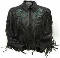XS Fringed-Leather Jacket w/ Suede Inlays