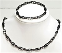 34X- Black stainless chain & bracelet set -$149