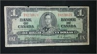 1937 Canada $1 bill -Osborne & Towers