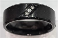 14X- Men's black stainless diamond ring -$300
