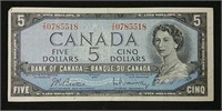 1954 Canada $5 bill -Beattie & Rasminsky