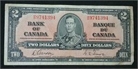 1937 Canada $2 bill -Gordon & Towers