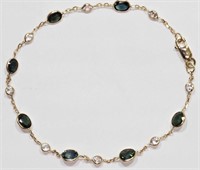 5X- 14k blue & white sapphire bracelet -$1,800