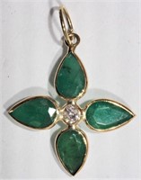 8X- 14k emerald & diamond pendant -$1,000