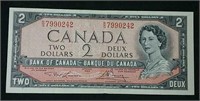 1954 Canada $2 bill -Lawson & Bouey