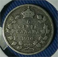 1910HL Canada 5 cent coin