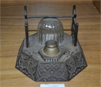 Antique cast iron desk stand, hexagonal shape,