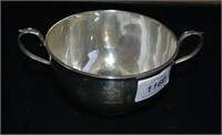 Sterling silver double handled sugar bowl,