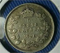 1920 Canada 5 cent coin