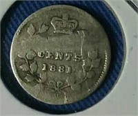 1881H Canada 5 cent coin