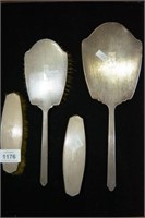 4 piece sterling silver mirror & brush set
