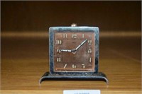 Vintage Jaeger small alarm clock, silver plate