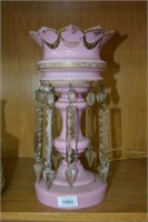 Pink overlaid glass lustre, with gilt highlights &
