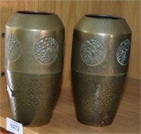 Pair of W.M.F. art nouveau brass vases,