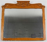 Antique Oak Beveled Dresser / Wall Mirror