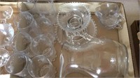8pc Candlewick glasses, pitcher, cups, bowl, dish