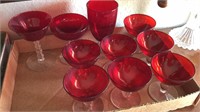 10pc Red glass stemware
