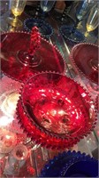 4pc red Candlewick: Dish, candy Dish, plates