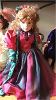 Porcelain doll: Girl in Green/Burgundy Gown