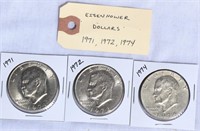 Eisenhower Dollar Coins 1971 1972 1974