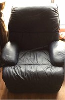 Dark blue leather recliner
