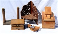 Lot of Wood Items Shoe Jewelry Corner Stand