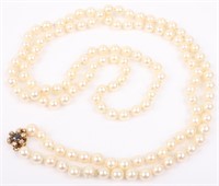 SINGLE STRAND OF PEARLS WITH 14K GOLD CLASP